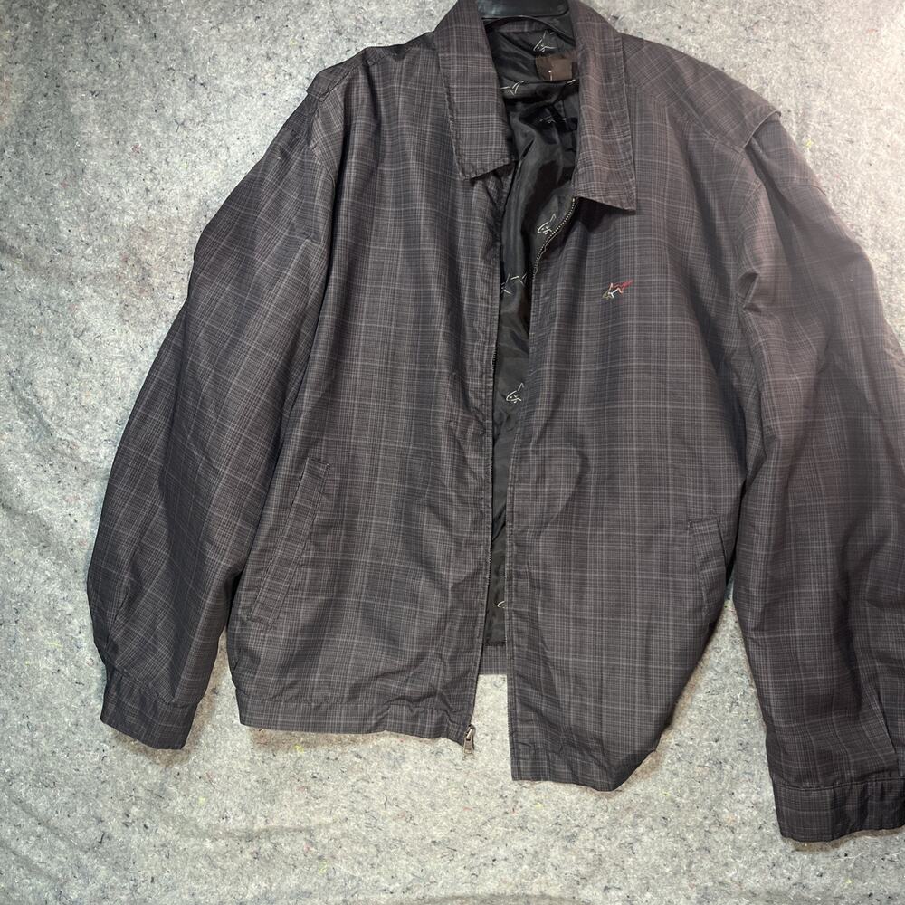 Greg Norman Men’s Size Large wind breaker jacket, Gray plaid